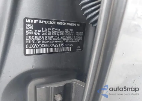 2013 BMW X3 xDrive28I z USA, uszkodzony, nr VIN 5UXWX9C59D0A22135